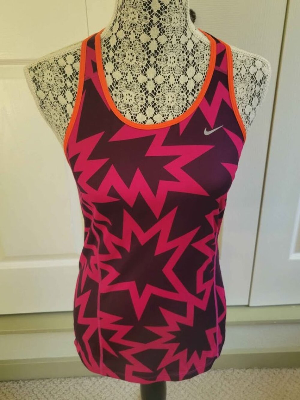 Nike Purple And Pink Patterned Dri-Fit Racerback Tank Top